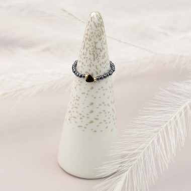 Pierścionek -  Hematyt z sercem