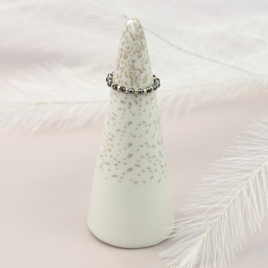 Pierścionek -  Hematyt grafit i złoto